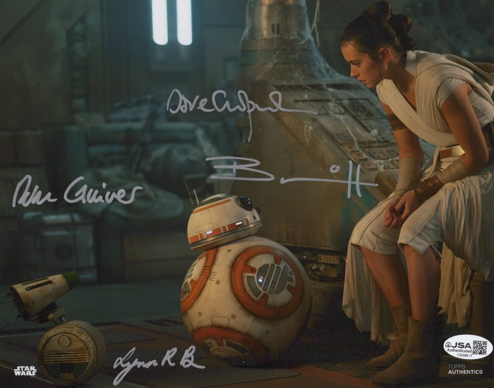 Bruce, Chapman, Guiver & Herring — Topps Star Wars BB-8 & D-0 Bruce, Chapman, Guiver & Herring signed 8x10 JSA COA