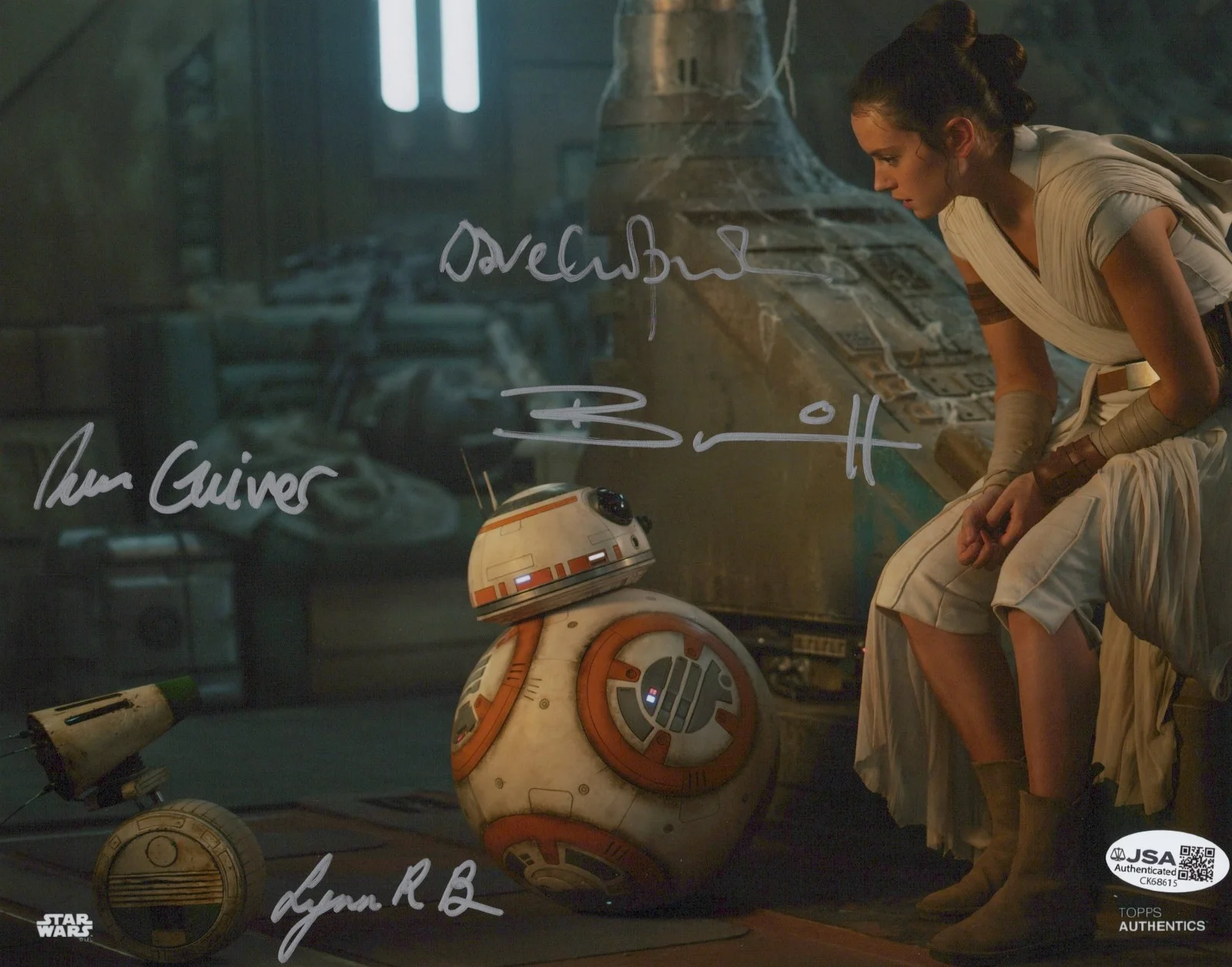 Bruce, Chapman, Guiver & Herring — Topps Star Wars BB-8 & D-0 Bruce, Chapman, Guiver & Herring signed 8x10 JSA COA
