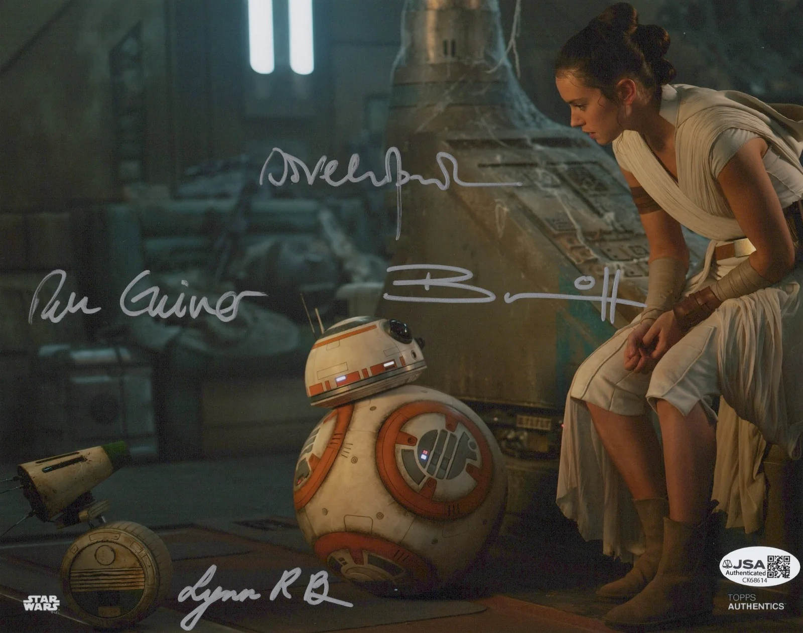 Bruce, Chapman, Guiver & Herring — Topps Star Wars BB-8 & D-0 Bruce, Chapman, Guiver & Herring signed 8x10 JSA COA