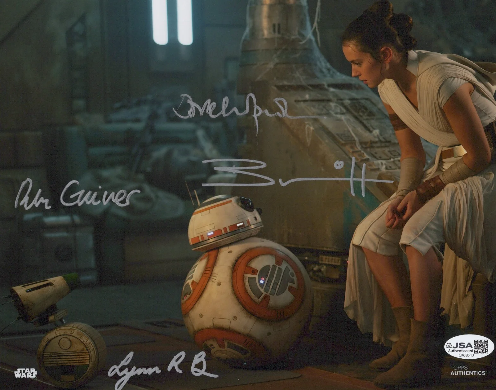 Bruce, Chapman, Guiver & Herring — Topps Star Wars BB-8 & D-0 Bruce, Chapman, Guiver & Herring signed 8x10 JSA COA