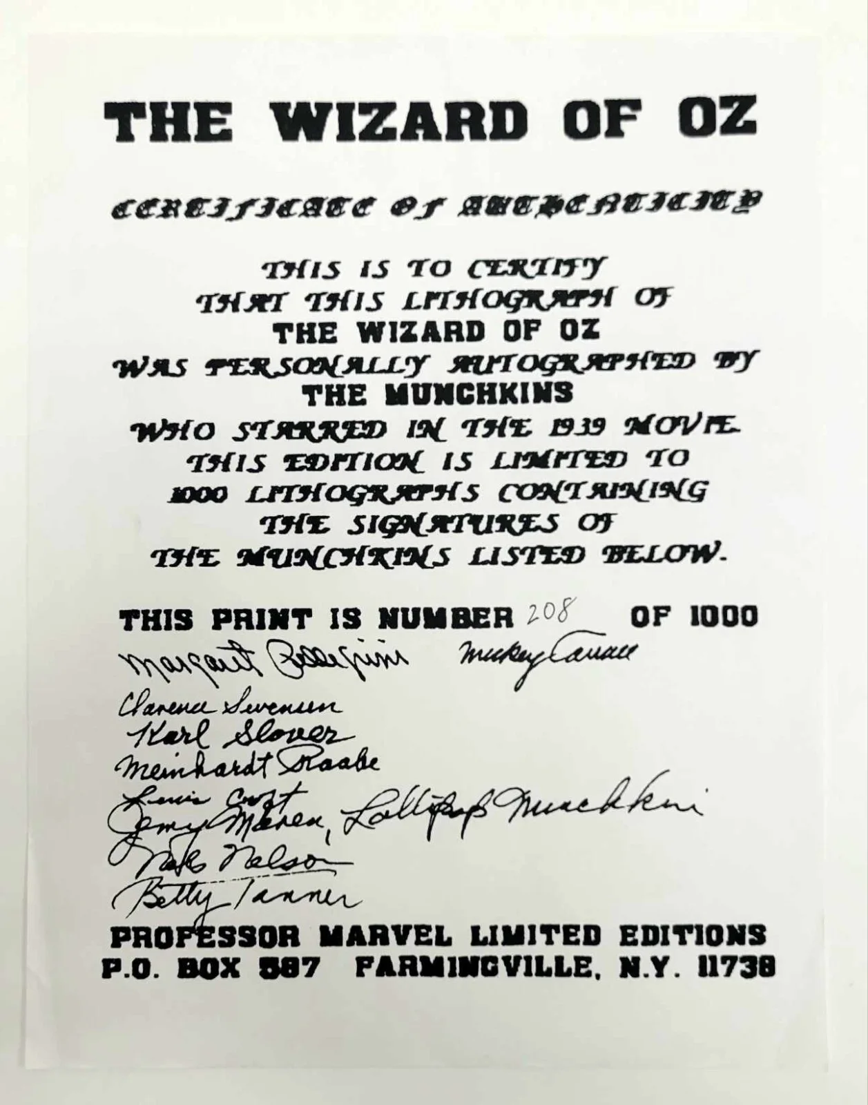 1993 Wizard of Oz Munchkins 22x34 Poster 9 Signed/#'d, image 4