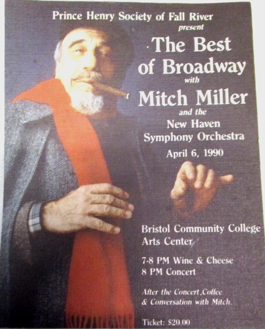 MITCH MILLER COMPOSER MUSIC AUTOGRAPH SIGNED MEMORIBILIA ~ FALL RIVER, MA 1990, image 2