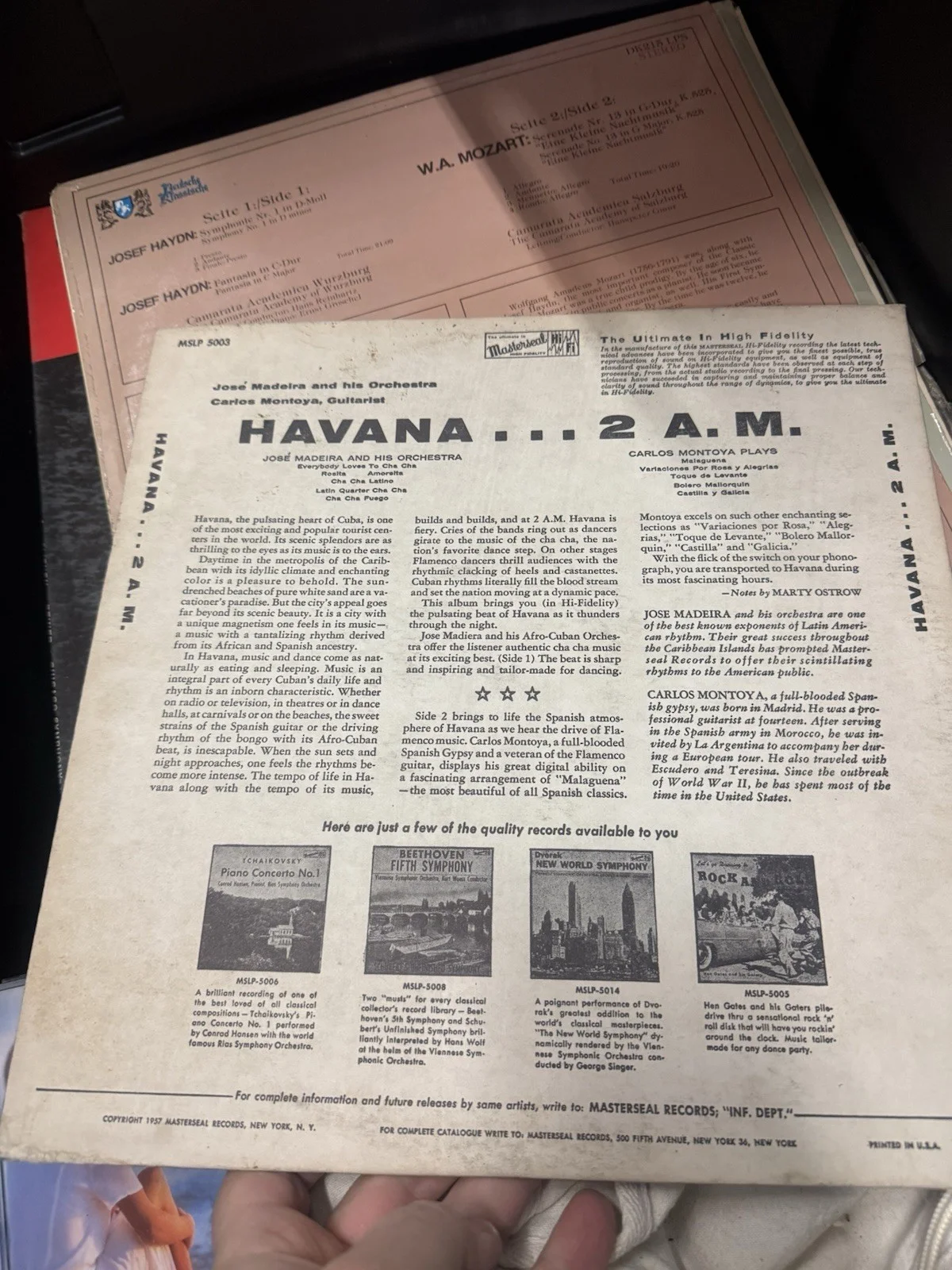 1957 JOSE MADIERA ORCHESTRA Havana 2 A.M. LP Masterseal Cha Cha Latin Jazz VG/NM, изображение 2
