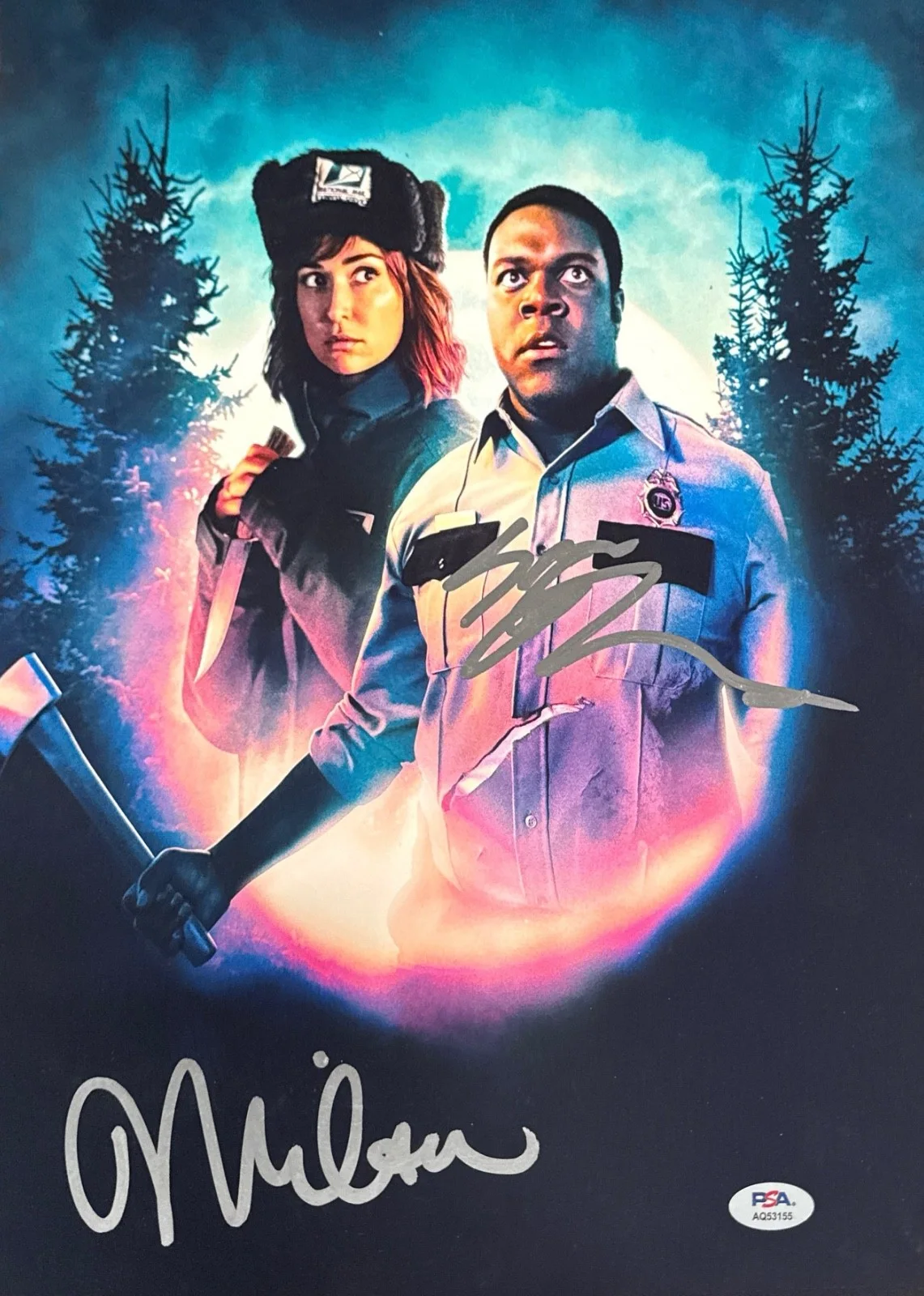 Sam Richardson — Milana Vayntrub & Sam Richardson Signed 11x14 Werewolves Within Photo PSA, изображение 2