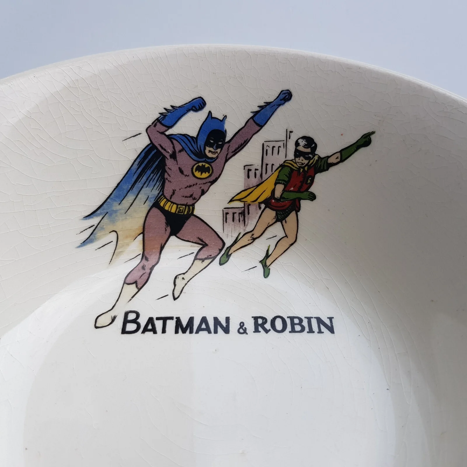 1966 Batman Robin DC Comic Cereal Bowl Washington Pottery vintage English made, image 2