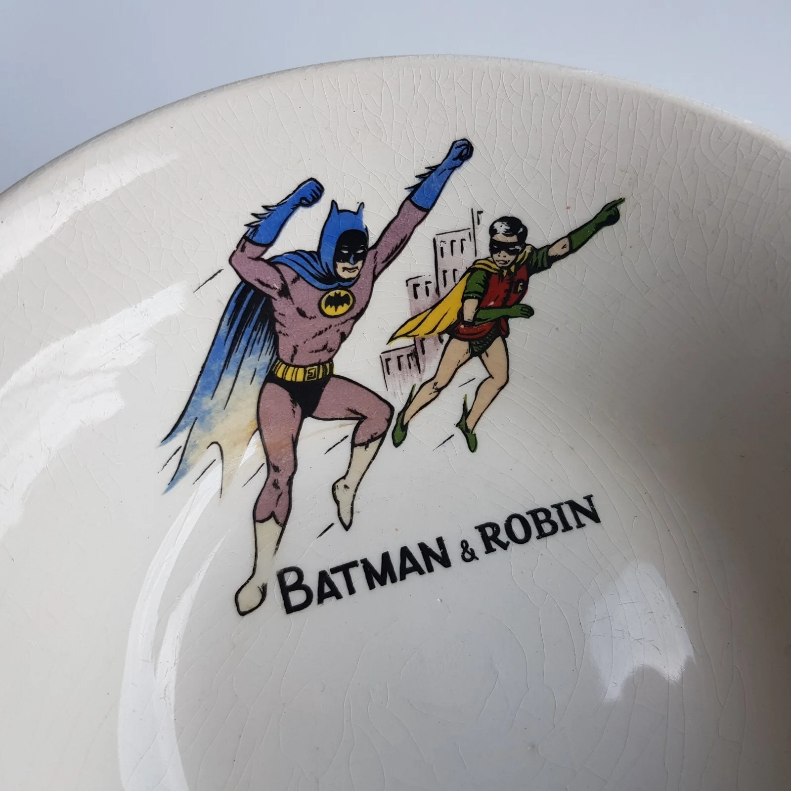 1966 Batman Robin DC Comic Cereal Bowl Washington Pottery vintage English made, image 4