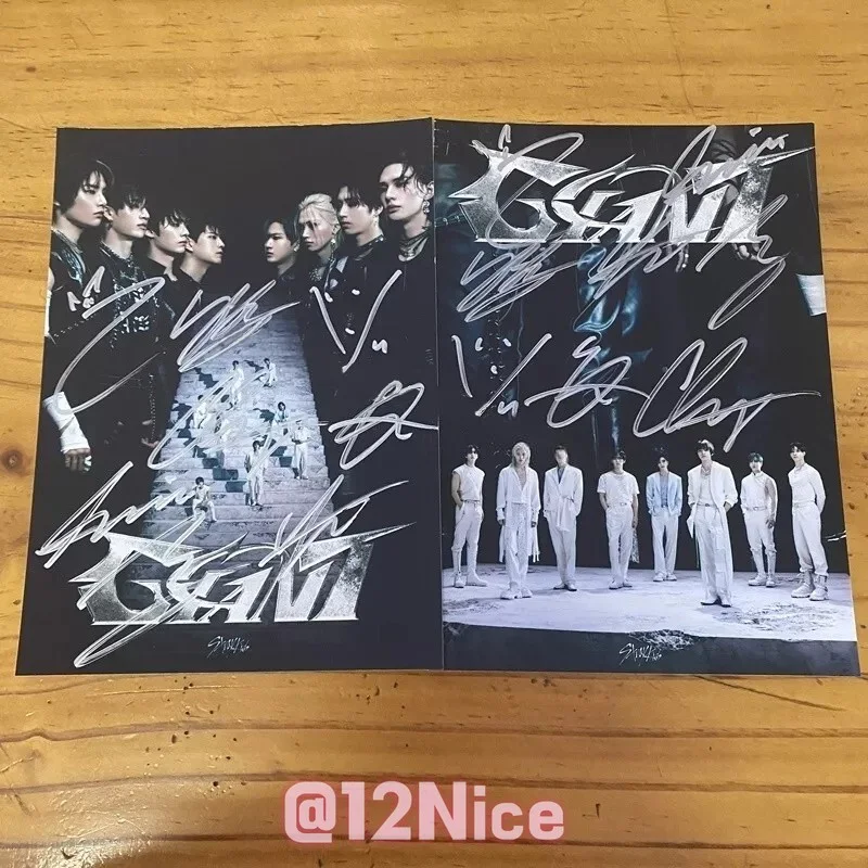 Stray Kids SKZ Group Photo GIANT Autographed Signed Collection 4*6 2024, image 2