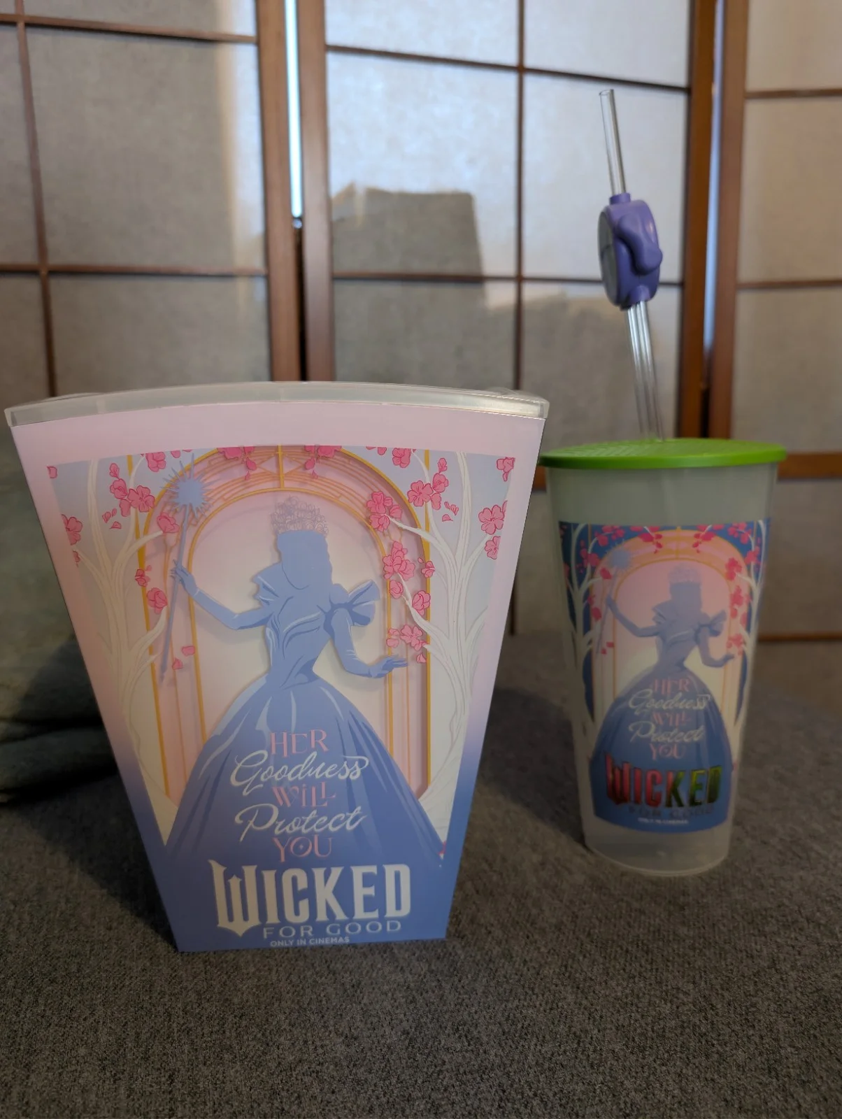 Wicked Elphaba Green Popcorn Bucket And Drinks Cup With Topper New, image 2