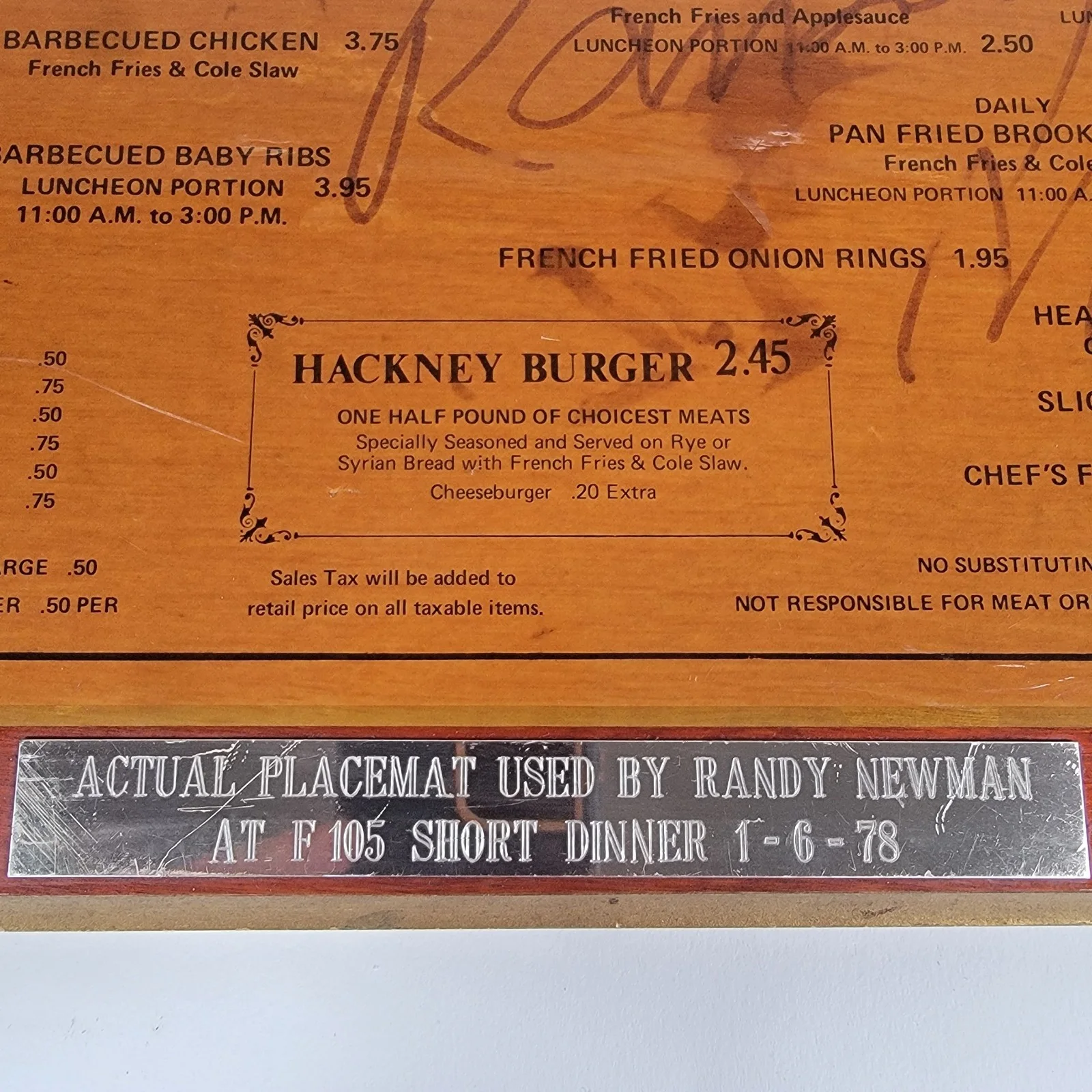 Randy Newman Signed Menu 1978 Short People Era SNL Guest Autograph, изображение 2