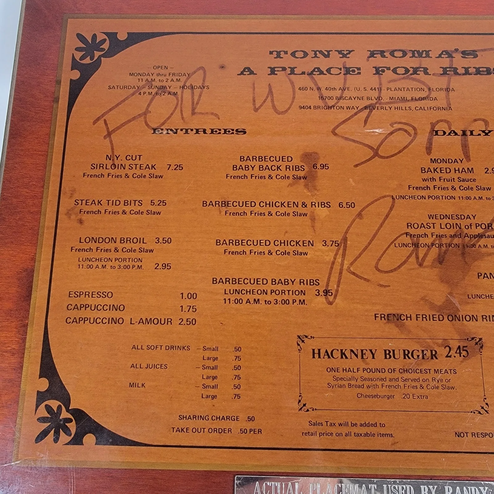 Randy Newman Signed Menu 1978 Short People Era SNL Guest Autograph, изображение 4