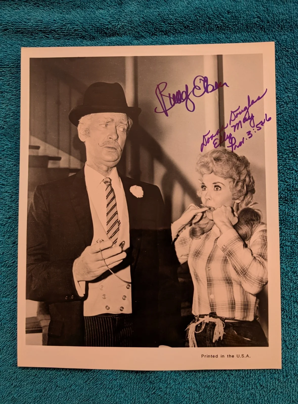 Buddy ebsen and Donna Douglas — Buddy Ebson Donna Douglas Signed Autograph 8x10 Photo Beverly Hillbillies