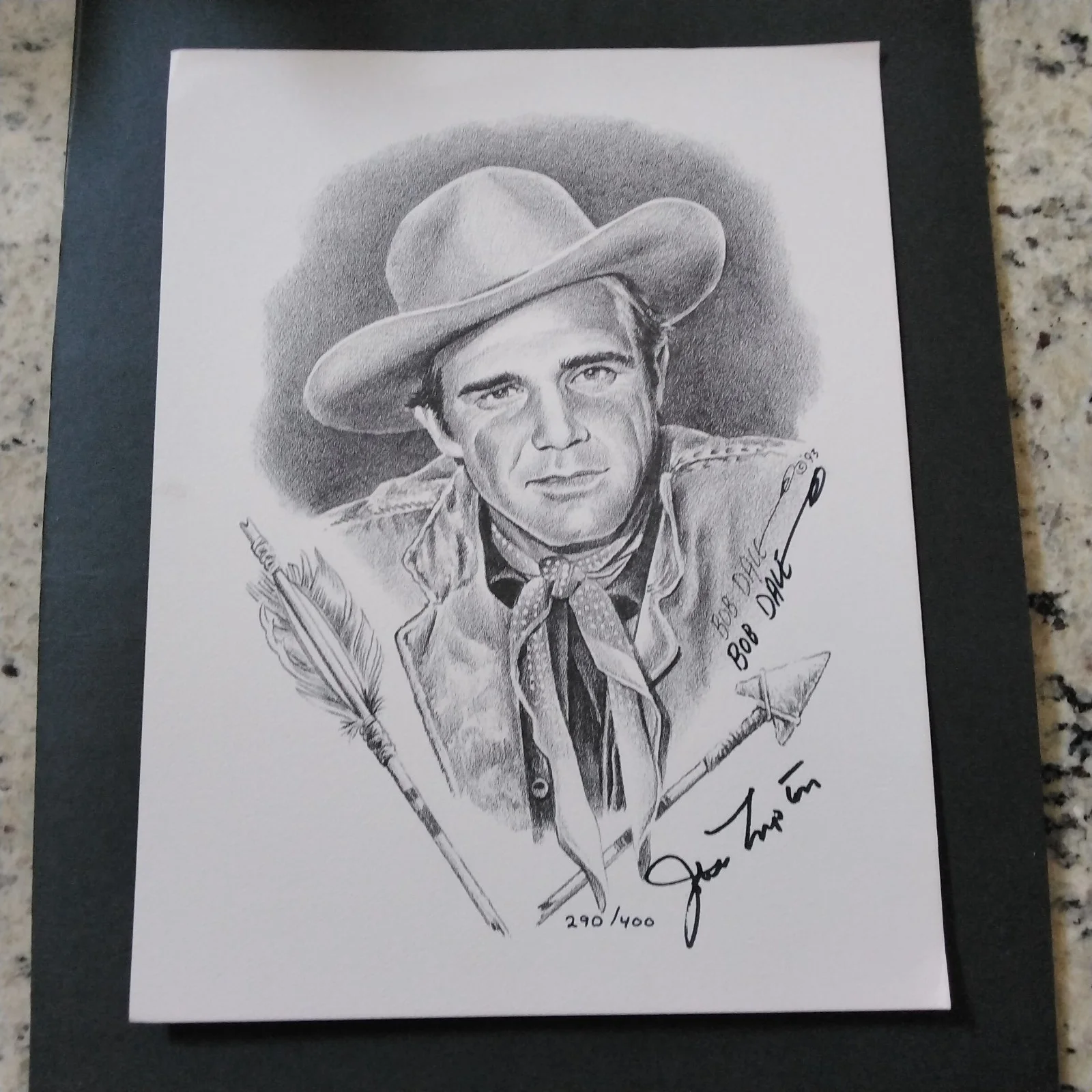 John Lupton SIGNED Drawing 50s Movie TV Actor Battle Cry Broken Arrow Rebel Set, изображение 2
