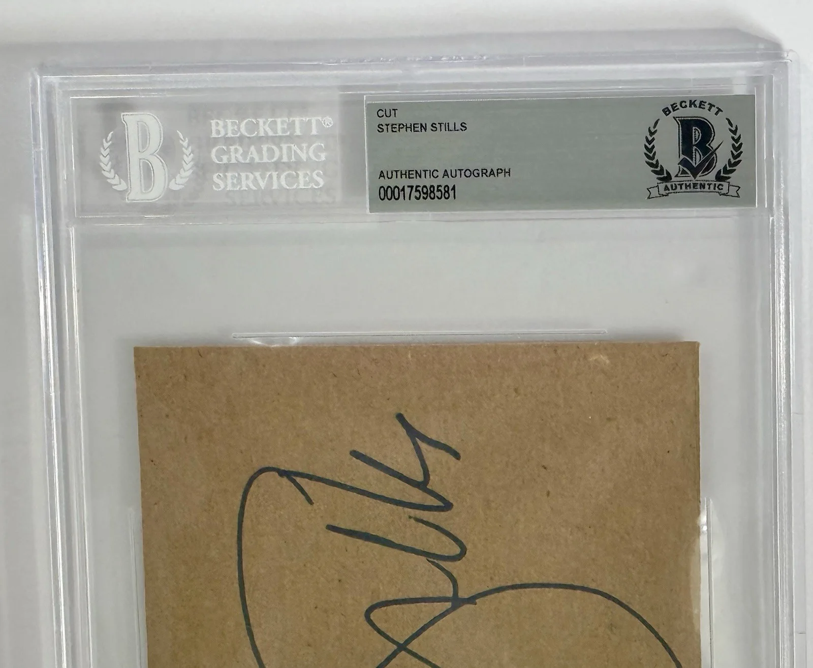 Stephen Stills signed cut Index Card style CSN Beckett coa slab, image 3