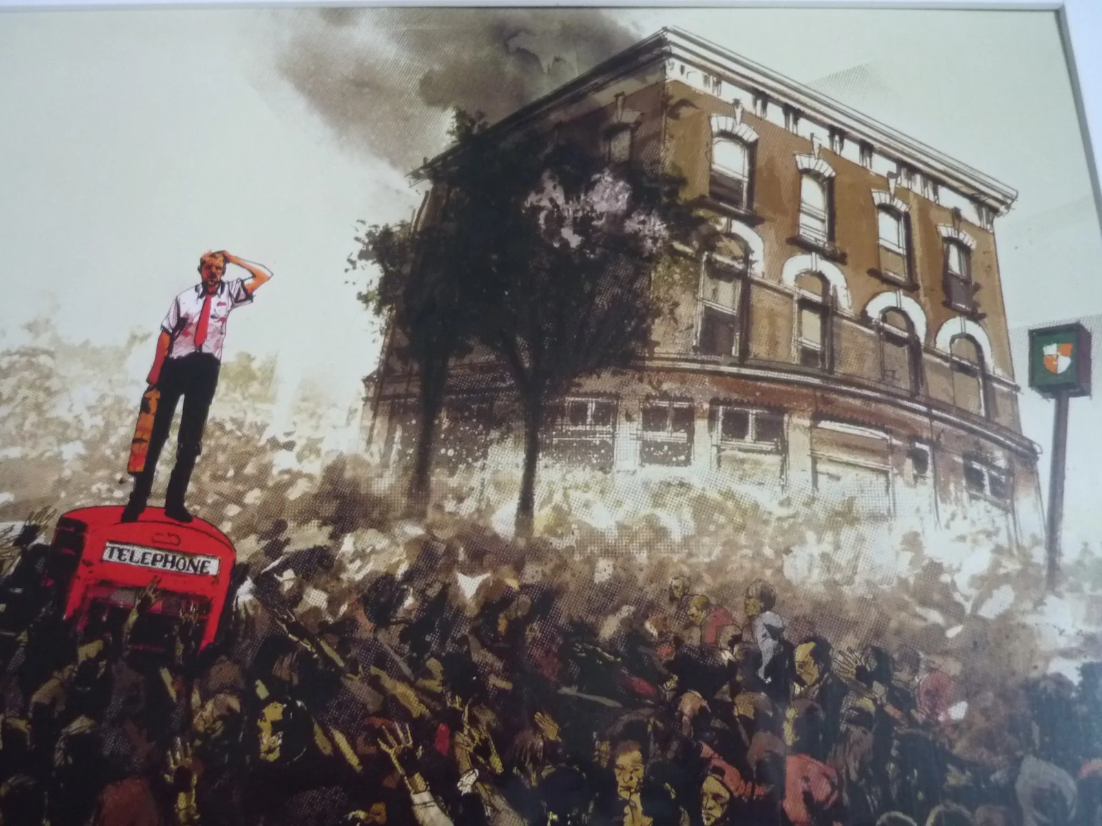 A4 mounted shaun of the dead artwork for mondo soundtrack ready framed x2 set, image 3
