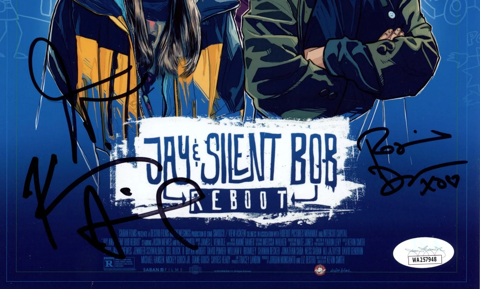 JASON MEWES, KEVIN SMITH, O'Halloran, SHANNON ELIZABETH — Jay and Silent Bob Reboot 8x10 Photo Signed Elizabeth Mewes O'Halloran Smith JSA, image 2