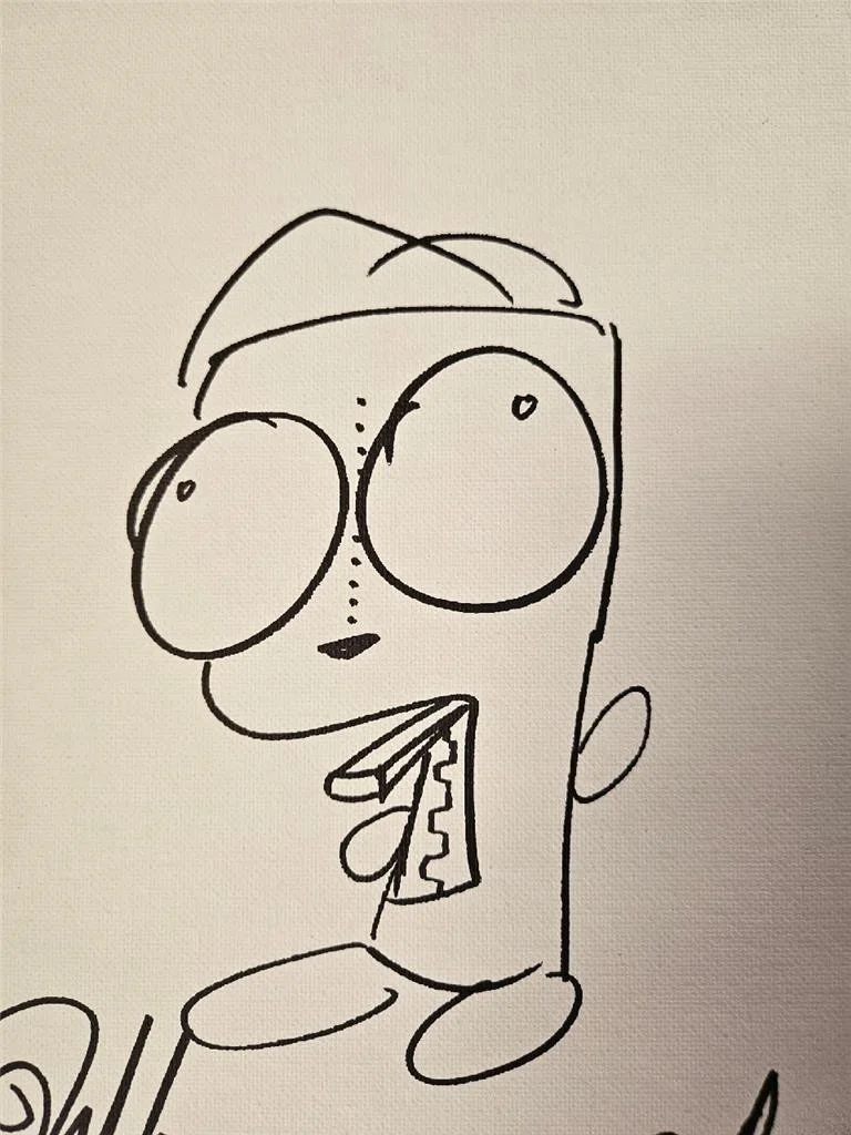 RIKKI SIMONS — RIKKI SIMONS SKETCH OF GIR ON CAVAS BOARD HAND SIGNED AUTOGRAPHED DRAWING W/ COA, изображение 2
