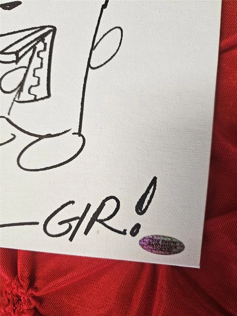 RIKKI SIMONS — RIKKI SIMONS SKETCH OF GIR ON CAVAS BOARD HAND SIGNED AUTOGRAPHED DRAWING W/ COA, изображение 4