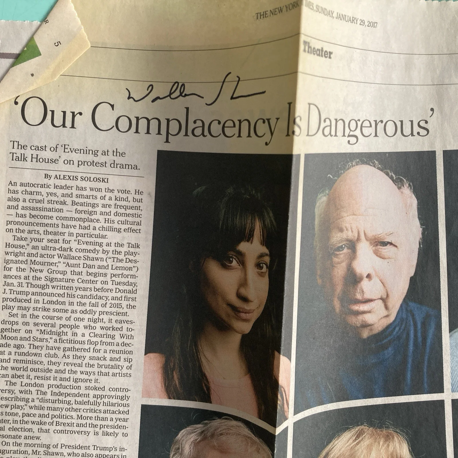 Matthew Broderick, Wallace Shawn, MICHAEL TUCKER — Matthew Broderick Wallace Shawn +3 Signed Clipping The New York Times Jan 2017, image 2