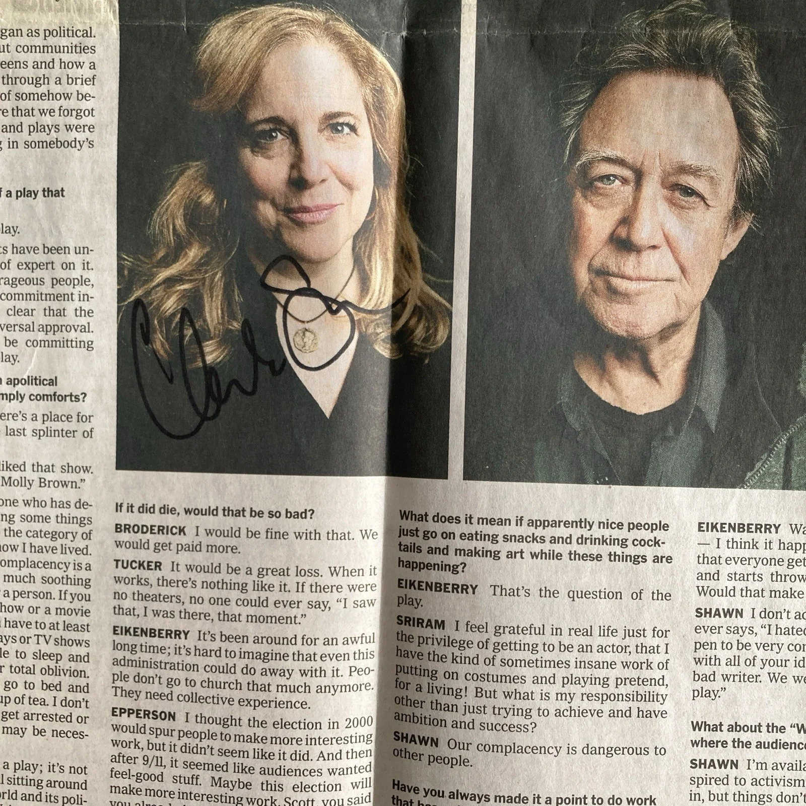 Matthew Broderick, Wallace Shawn, MICHAEL TUCKER — Matthew Broderick Wallace Shawn +3 Signed Clipping The New York Times Jan 2017, image 4