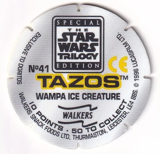 1996 WALKERS - STAR WARS TRILOGY - SINGLE TAZO No 41 WAMPA ICE CREATURE, изображение 2