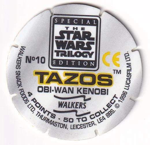 1996 WALKERS - STAR WARS TRILOGY - SINGLE TAZO No 10 OBI-WAN KENOBI, изображение 2