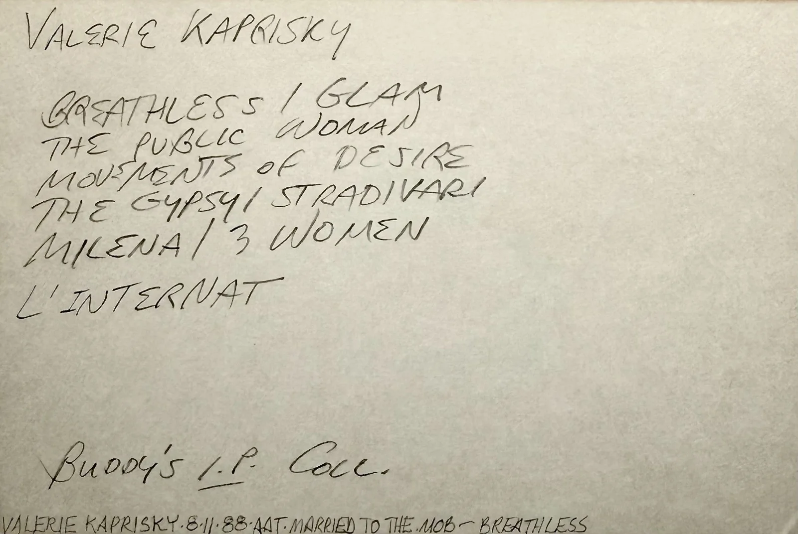 Valerie Kaprisky — VALERIE KAPRISKY Signed Autographed 4x6 INDEX CARD Breathless The Public Woman, изображение 2
