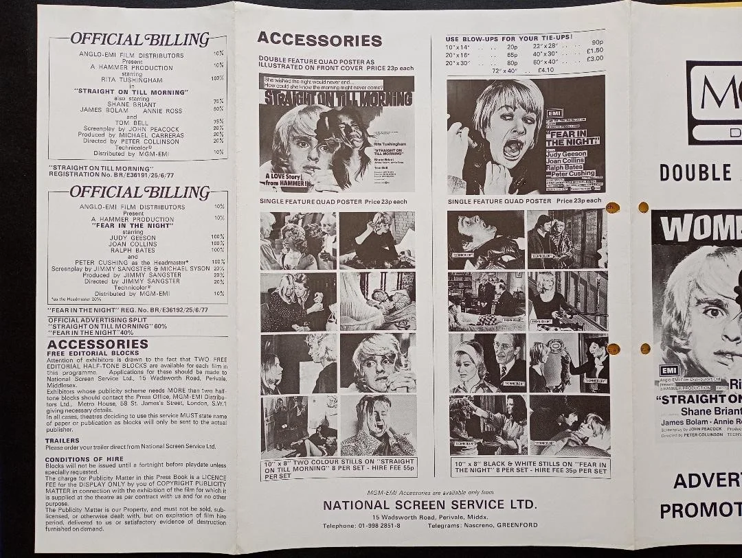 STRAIGHT ON TILL MORNING / FEAR IN THE NIGHT pressbook, изображение 2