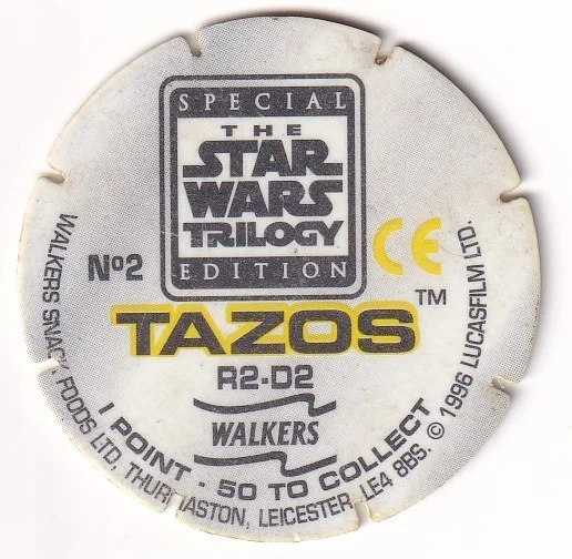 1996 WALKERS - STAR WARS TRILOGY - SINGLE TAZO No 2 R2-D2, image 2