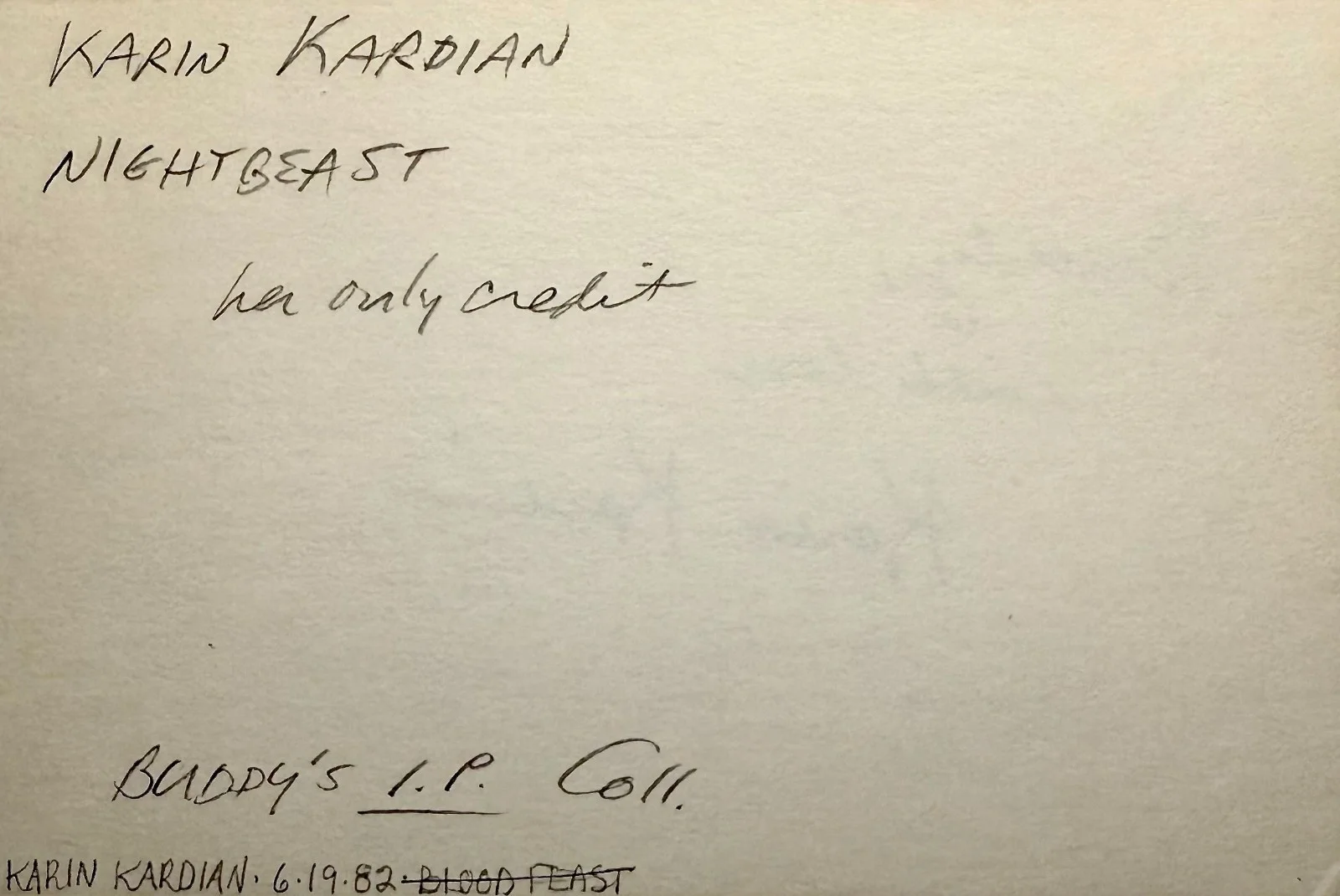 Karin Kardian — KARIN KARDIAN Signed Autographed 4"x 6" INDEX CARD NIGHTBEAST B-HORROR RARE, изображение 4