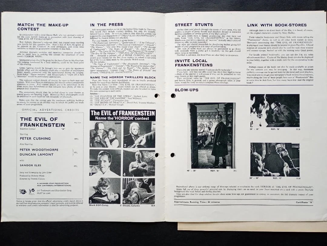 EVIL OF FRANKENSTEIN / NIGHTMARE pressbook, image 2