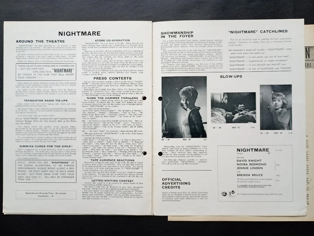 EVIL OF FRANKENSTEIN / NIGHTMARE pressbook, image 3