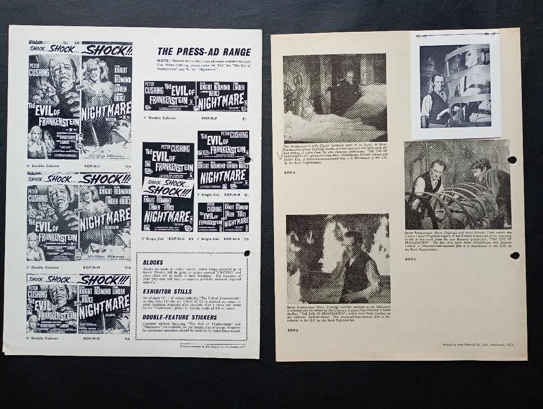 EVIL OF FRANKENSTEIN / NIGHTMARE pressbook, image 4