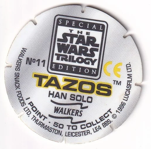 1996 WALKERS - STAR WARS TRILOGY - SINGLE TAZO No 11 HAN SOLO, image 2