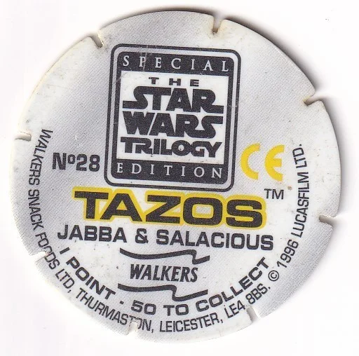 1996 WALKERS - STAR WARS TRILOGY - SINGLE TAZO No 28 JABBA & SALACIOUS, image 2