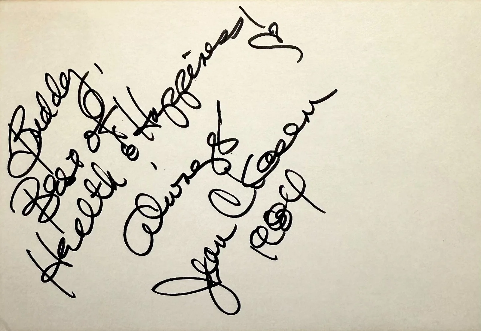 Jean Kasem — JEAN KASEM Signed Autographed 4x6 INDEX CARD Good vs. Evil The Tortellis Cheers, image 3