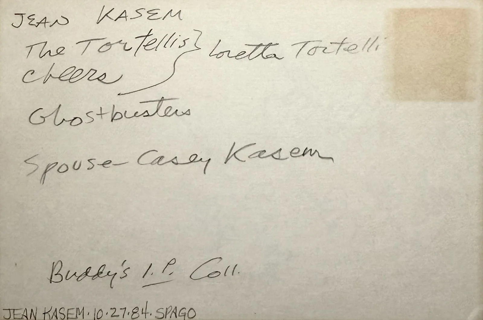 Jean Kasem — JEAN KASEM Signed Autographed 4x6 INDEX CARD Good vs. Evil The Tortellis Cheers, image 4