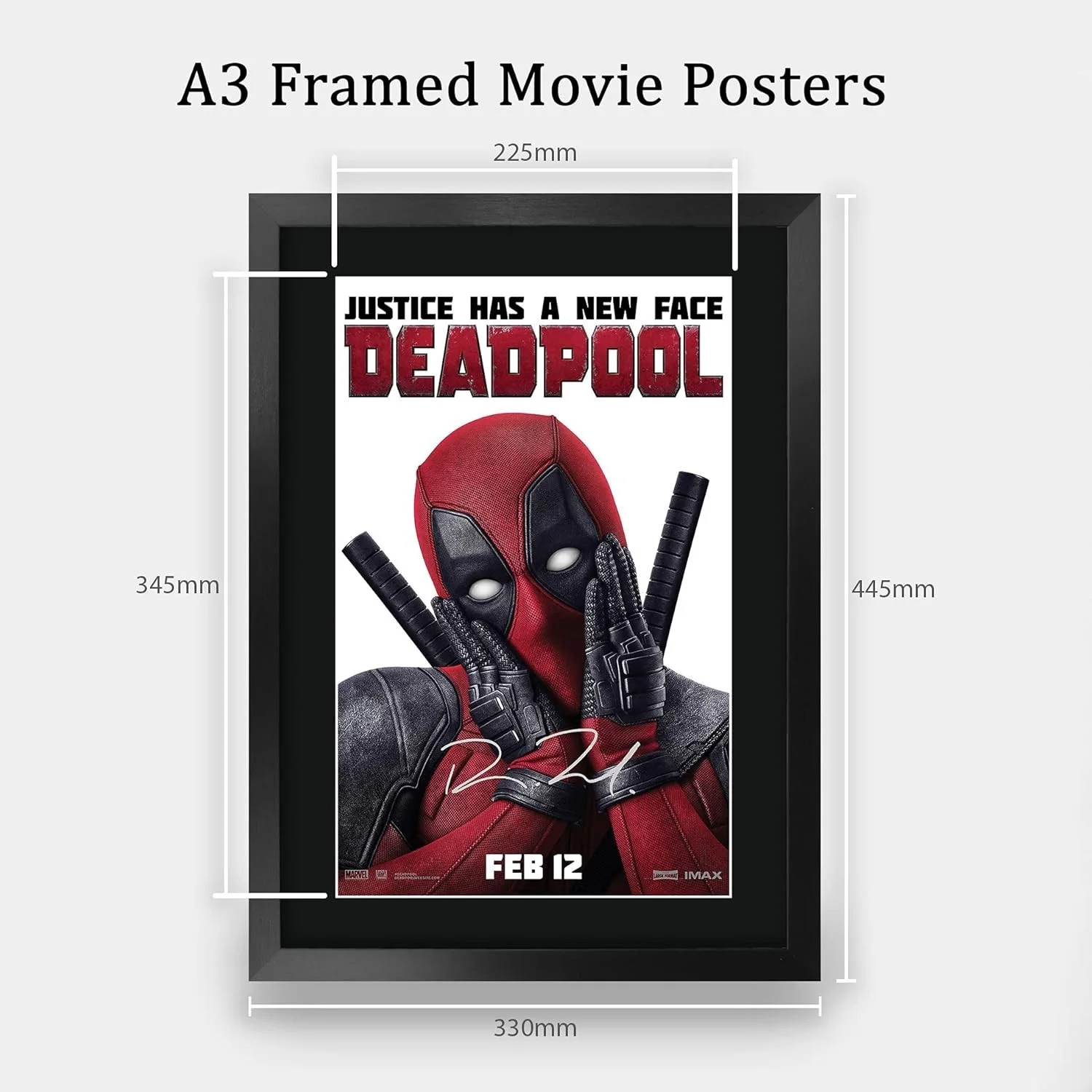 Framed 16x12 Deadpool Poster with Ryan Reynolds Signature - Ideal Collectible, изображение 4