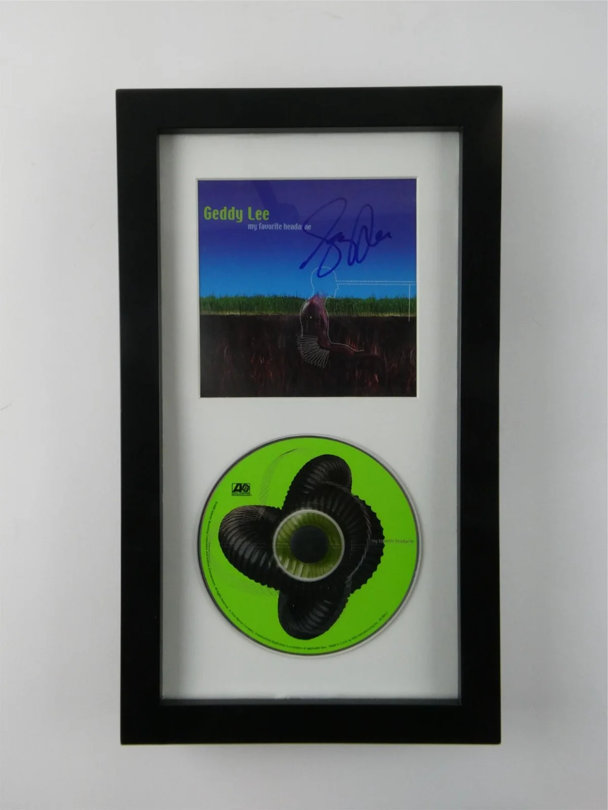 Geddy Lee Signed CD Framed Display Matted w/ Cover My Favorite Headache JSA COA, image 2