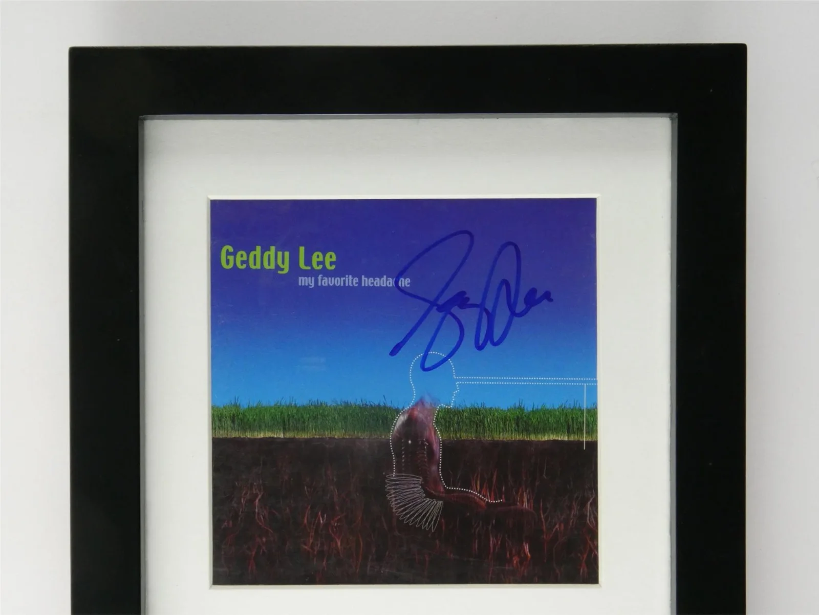 Geddy Lee Signed CD Framed Display Matted w/ Cover My Favorite Headache JSA COA, image 3