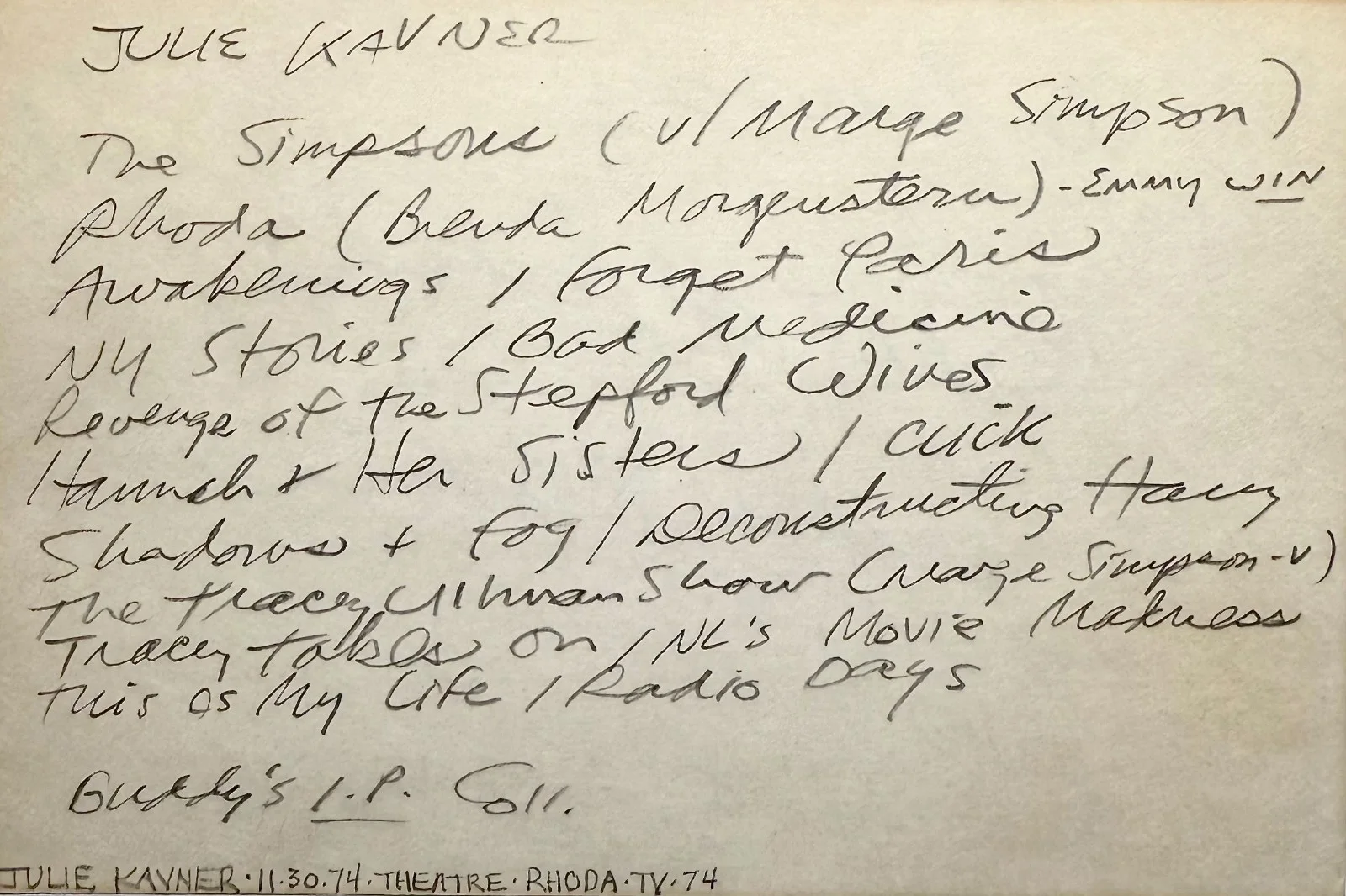 Julie Kavner — JULIE KAVNER Signed Autographed 4"x 6" INDEX CARD The Simpsons Voice of Marge, изображение 2