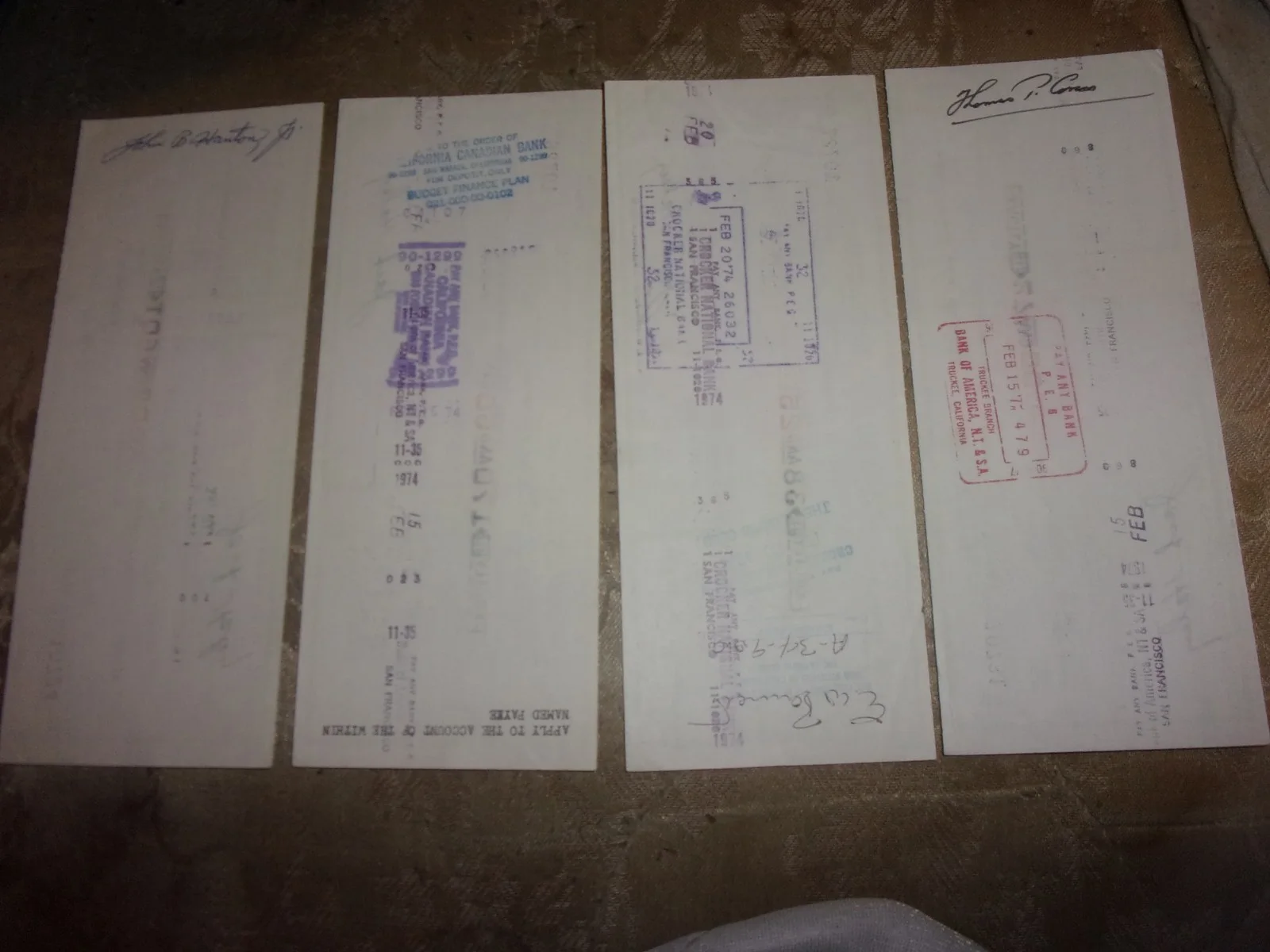 Lot of four Jack Haley signed personal checks Tinman from Wizard of Oz, изображение 2