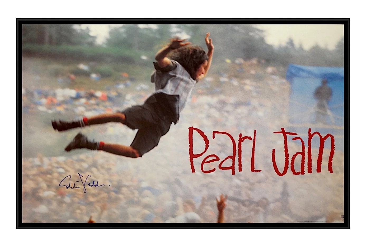 PEARL JAM EDDIE VEDDER HAND SIGNED AUTOGRAPHED ORIGINAL STAGE DIVE POSTER W/PROF, изображение 4