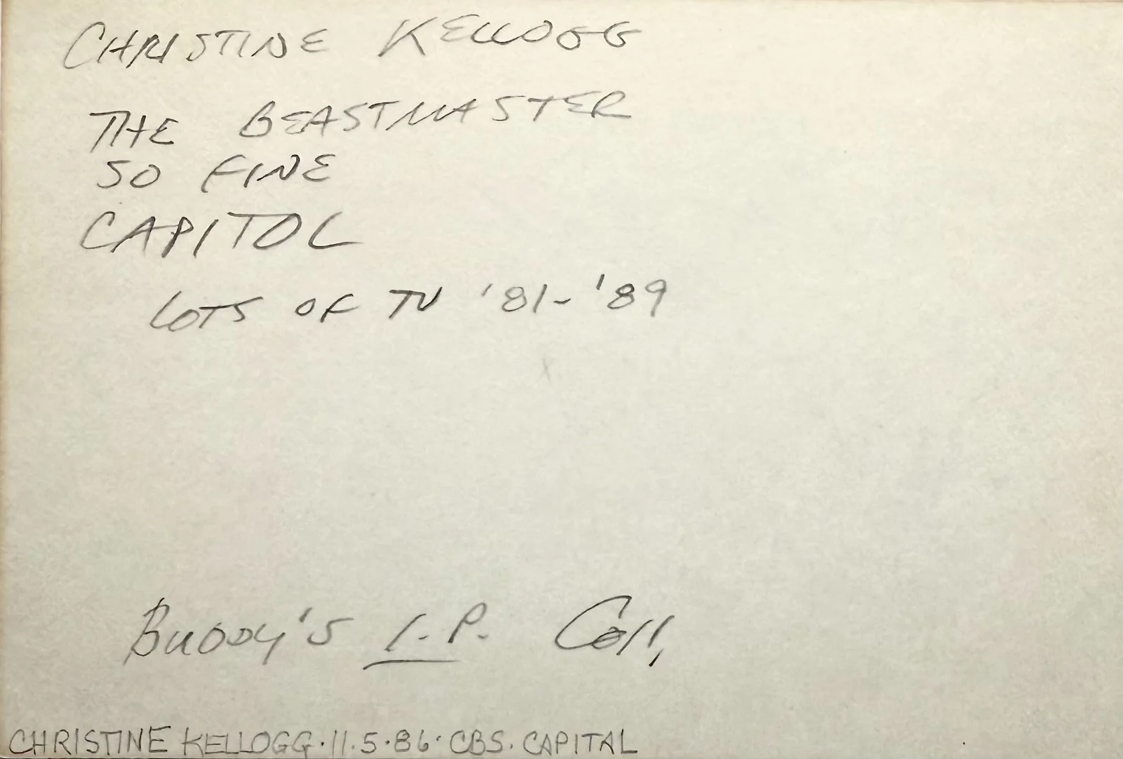 Christine Kellogg — CHRISTINE KELLOGG Signed Autographed 4"x 6" INDEX CARD So Fine THE BEASTMASTER, изображение 2