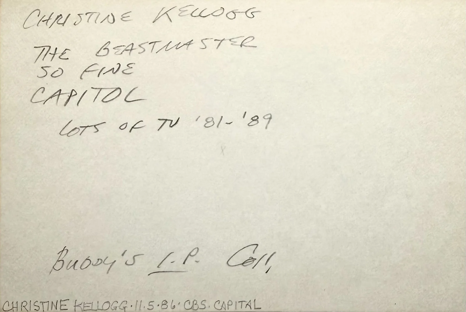 Christine Kellogg — CHRISTINE KELLOGG Signed Autographed 4"x 6" INDEX CARD So Fine THE BEASTMASTER, изображение 4