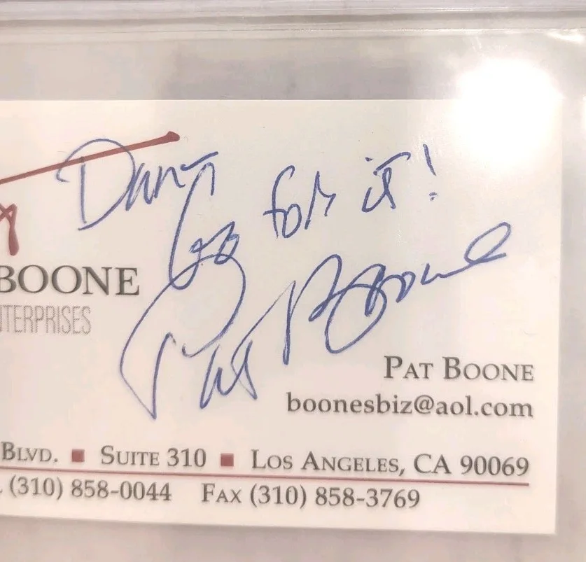 Pat Boone Signed Business Card Legendary Musician Auto Autograph, image 2
