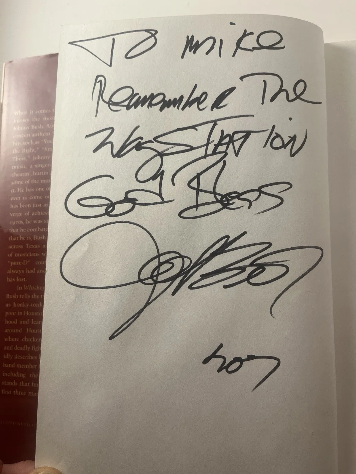 Johnny Bush Signed 1st Ed Whiskey River Book Autographed Texas Honky-Tonk, изображение 2