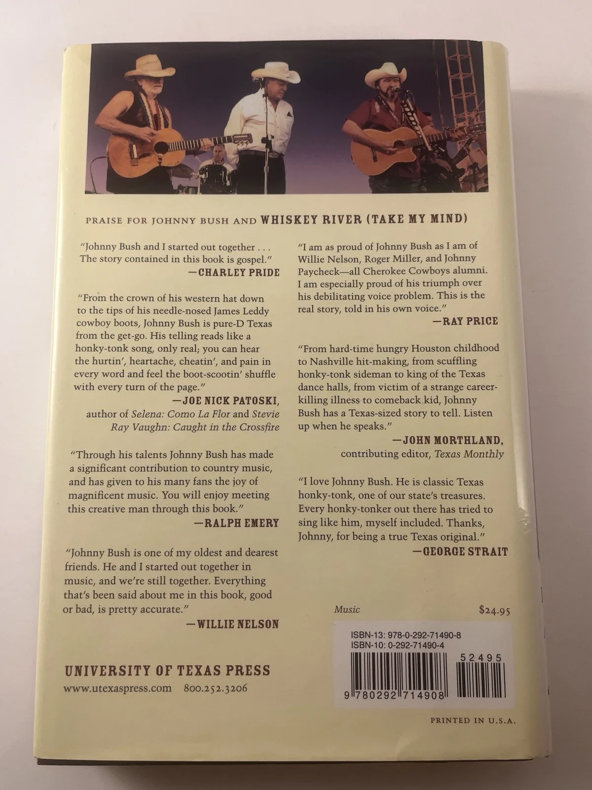 Johnny Bush Signed 1st Ed Whiskey River Book Autographed Texas Honky-Tonk, изображение 5