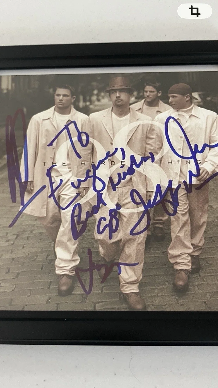 98 DEGREES SIGNED/AUTOGRAPHED CD COVER FRAMED WITH COA, image 2