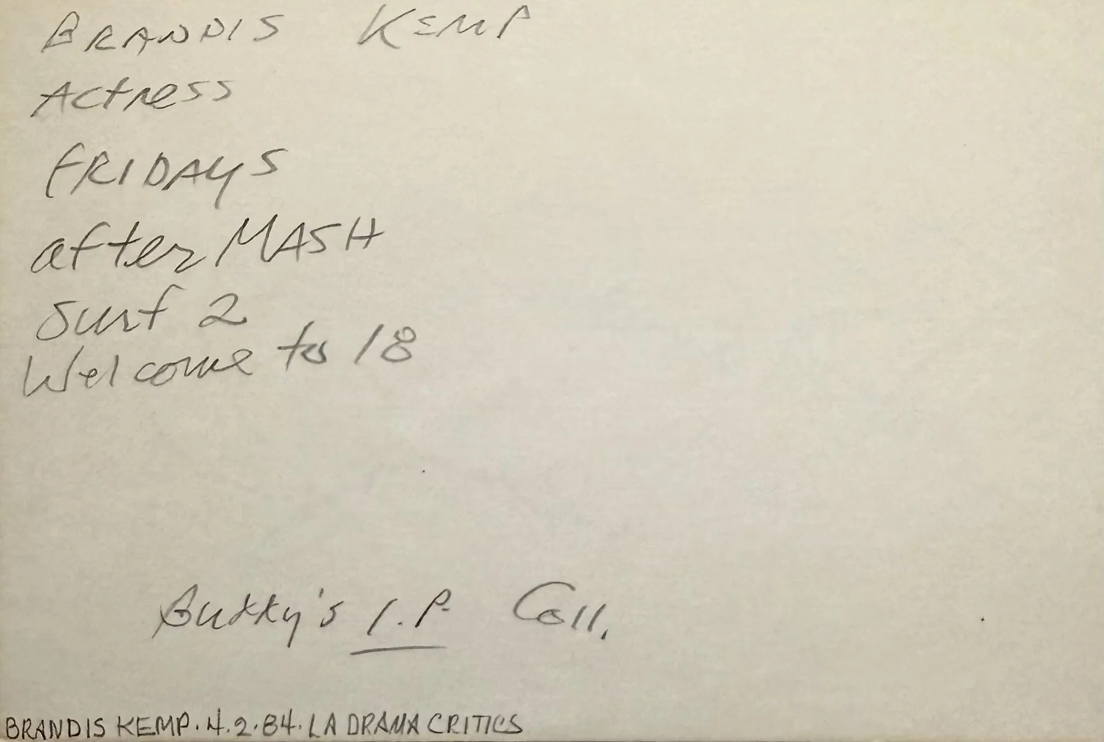 Brandis Kemp — BRANDIS KEMP Signed Autograph 4x 6 INDEX CARD SURF II Clifford AfterMASH FRIDAYS, изображение 4