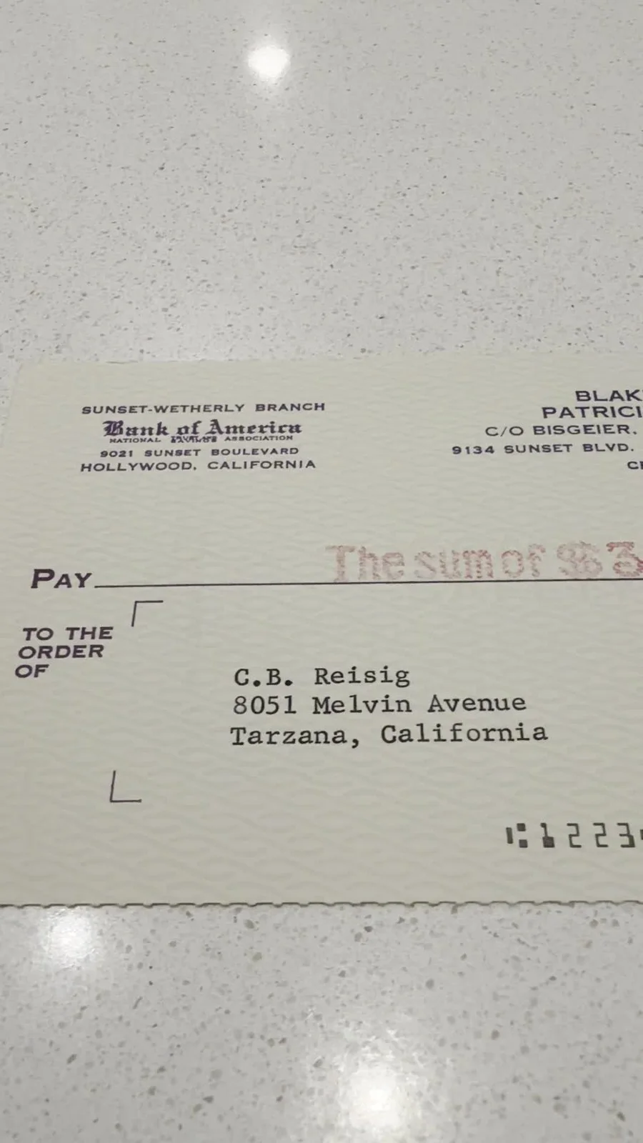 Blake Edwards Signed 1966 Bank Check – Autograph – Pink Panther - Hollywood, image 2